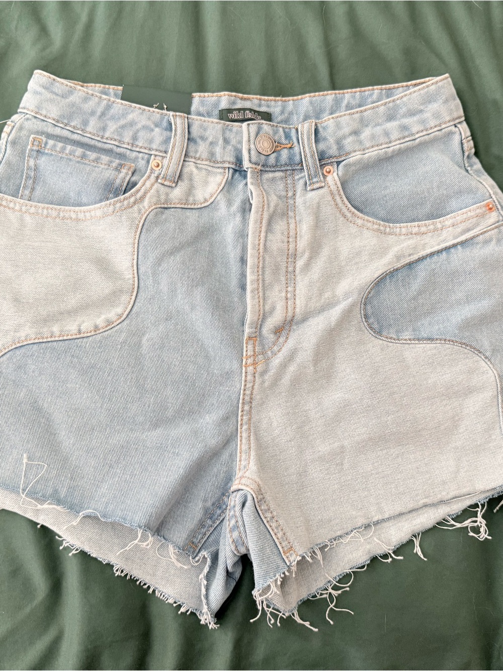 wild fable Light Blue Two-Tone Denim High-Rise Shorts
